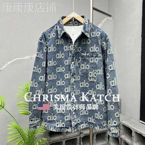 出口美国⭐Chrisma Katch~秋季衬衫款男牛仔外套字母上衣翻领夹克