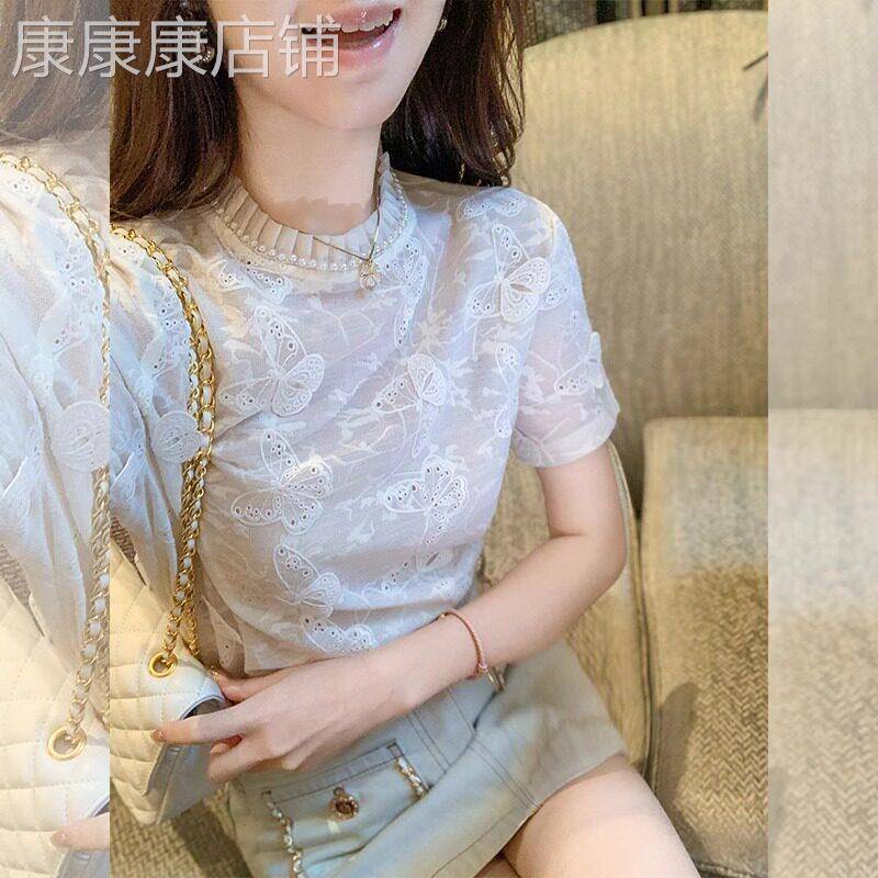 镂空立体蝴蝶短袖t恤女夏季2026新款韩版独特洋气白色打底衫上衣