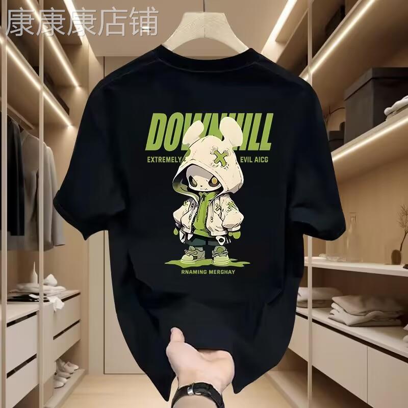 MAROLIO~潮男BI备！夏季网红修身太阳眼镜小熊印花潮牌圆领短袖T