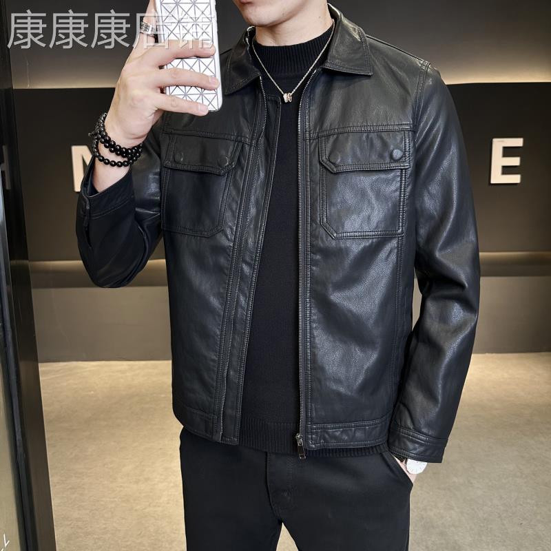 高端潮牌黑色皮衣外套男秋冬季新款痞帅机车服皮夹克商务真皮男装