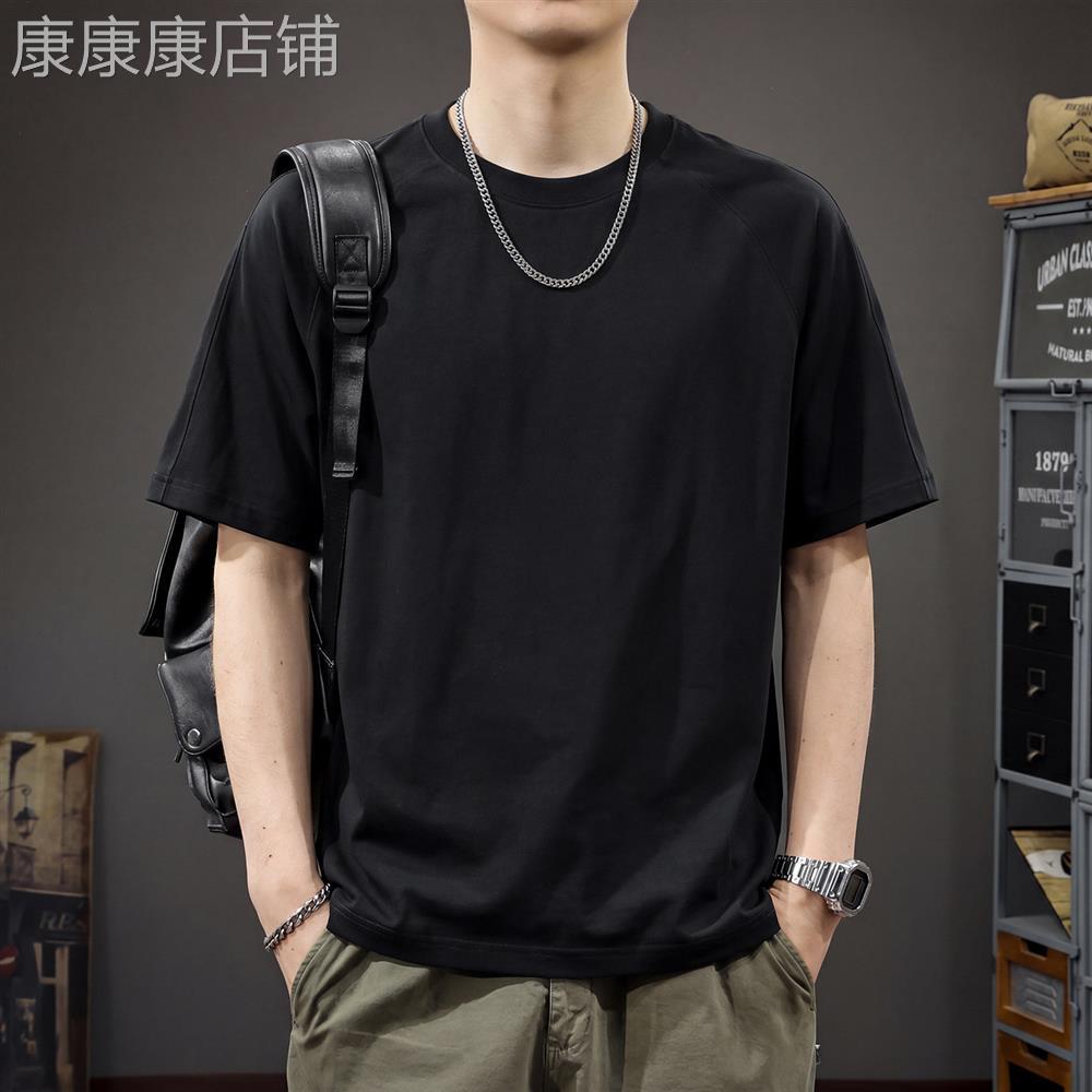 经典款潮牌黑色凉感科技棉短袖t恤男2026夏季新款宽松大尺码纯色