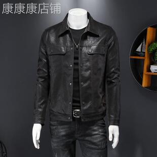 春季机车皮衣男真皮韩版潮流个性青年帅气百搭绵羊皮男士夹克外套