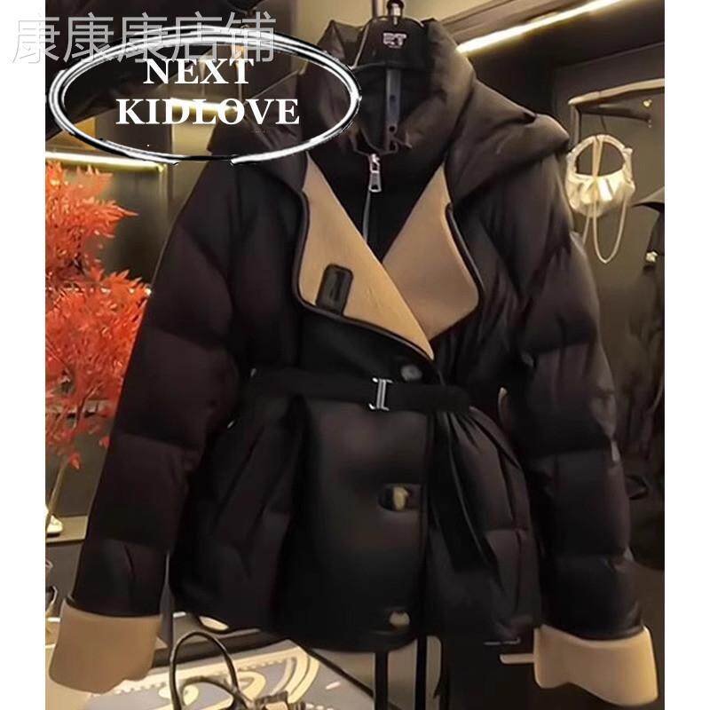 香港高级感欧货连帽保暖棉服外套女秋冬新款黑色加厚面包服棉袄潮