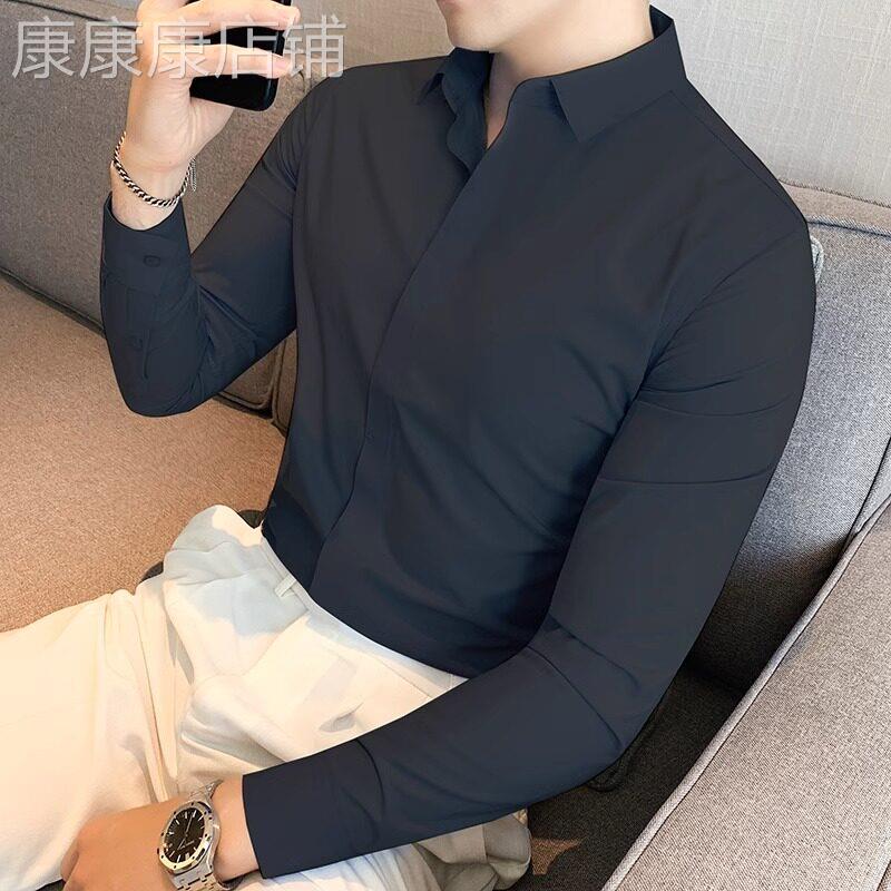 STIFER GENNE黑色衬衫男长袖2026新款暗门禁高端商务休闲男士衬衣