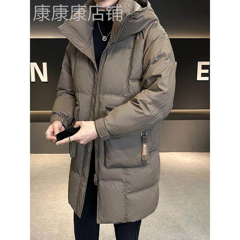 TWG男士中长款羽绒服加厚秋冬季潮流休闲连帽外套高级感宽松大衣