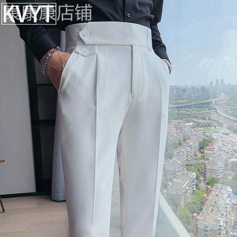 高级感那不勒斯西裤男款秋季九分裤2026新款商务休闲修身小脚男裤