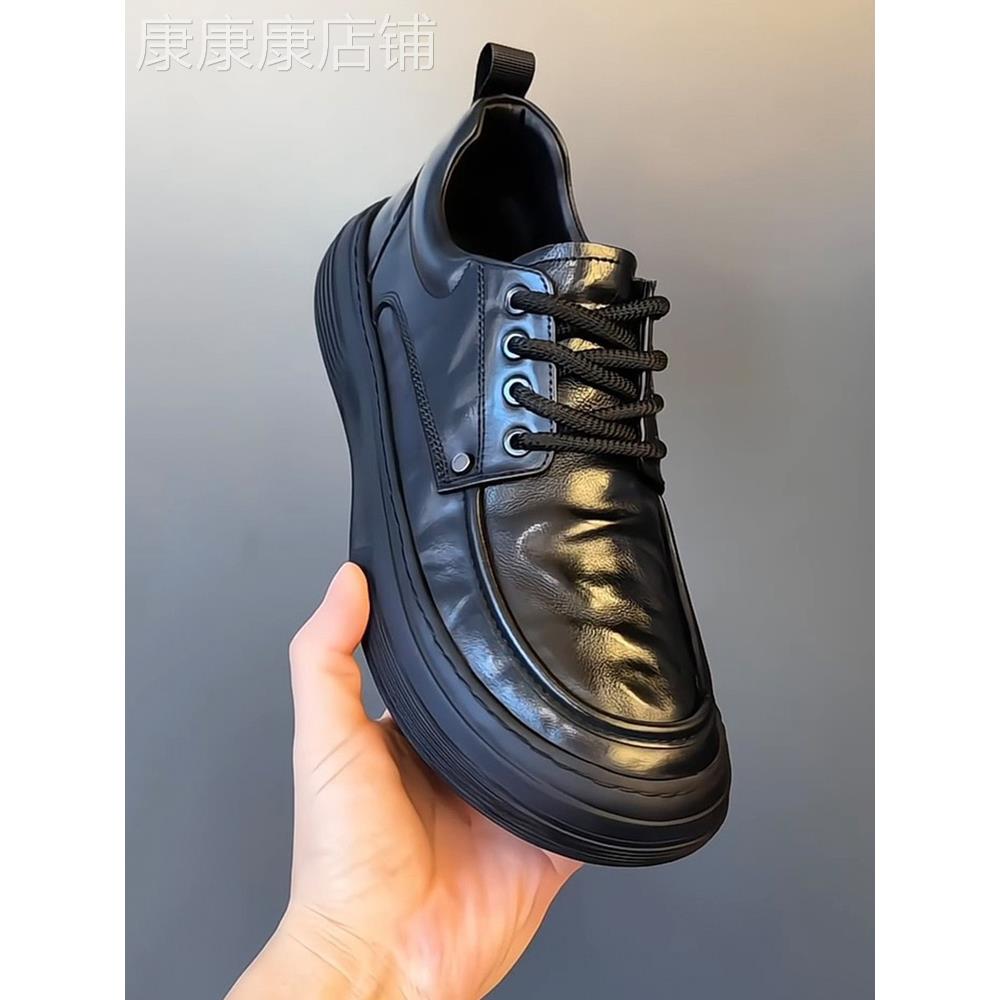 真皮休闲皮鞋男2025秋季新款鞋子软底软面百搭黑色男士商务男鞋潮