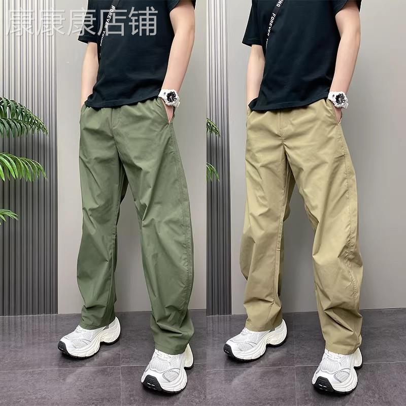 潮牌夏季薄款韩版痞帅宽松哈伦裤直筒宽裤纯色青年男士裤子大尺码