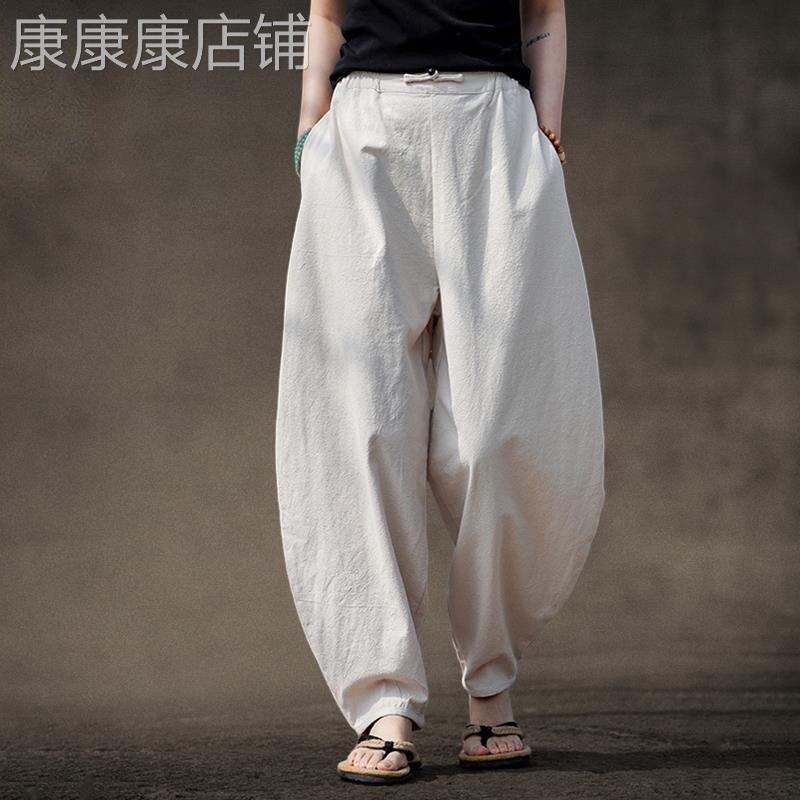 爵尼丹奴丨专柜正品 丨JENNI TENNO丨~夏季中式亚麻太极灯笼裤男