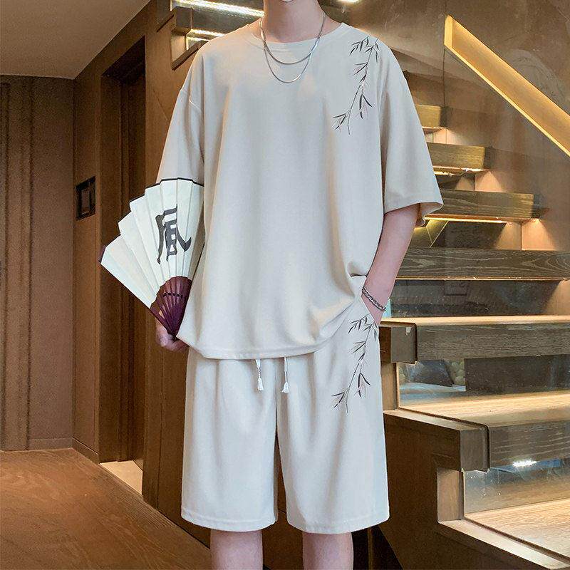 高端品牌可外穿家居服男款夏季夏天莫代尔短袖短裤新中式睡衣裤套
