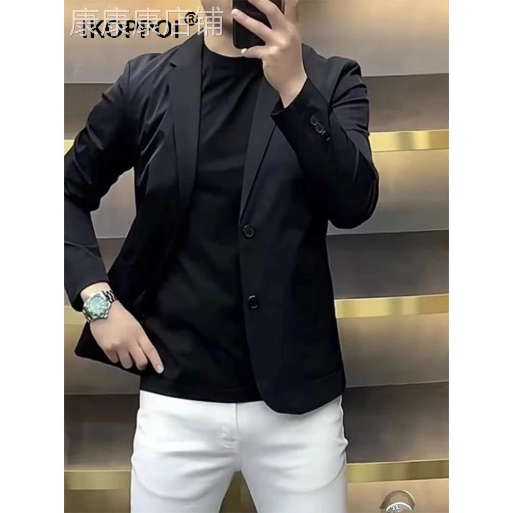 高端薄款小西装轻薄男士外套秋秋季纯色商务百搭显瘦韩版修身西服