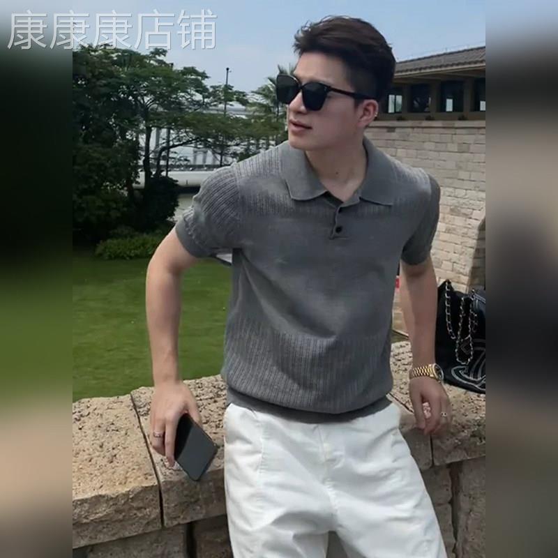 高端老钱风镂空针织polo衫男士短袖T恤2026新款夏季半袖上衣男款
