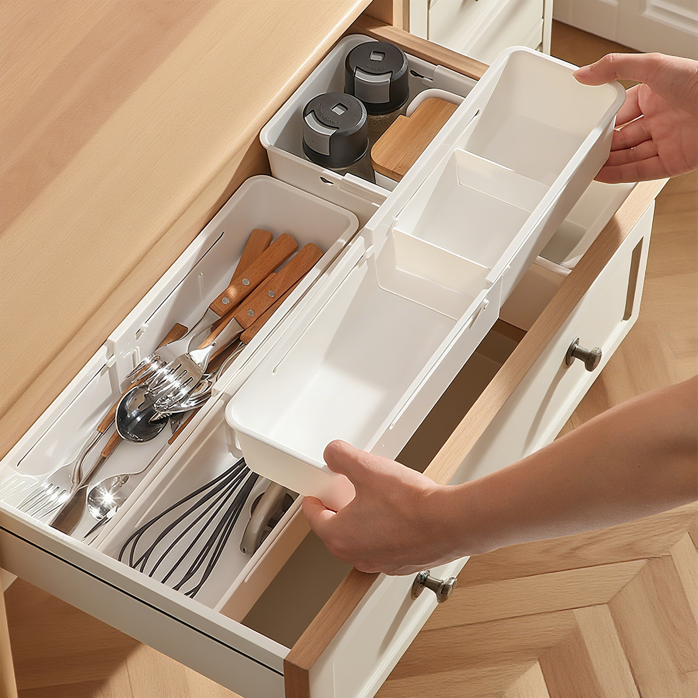 可伸缩日式抽屉收纳盒分格神器