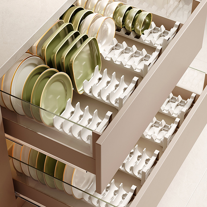 碗碟收纳架沥水碗架餐具分隔铝制