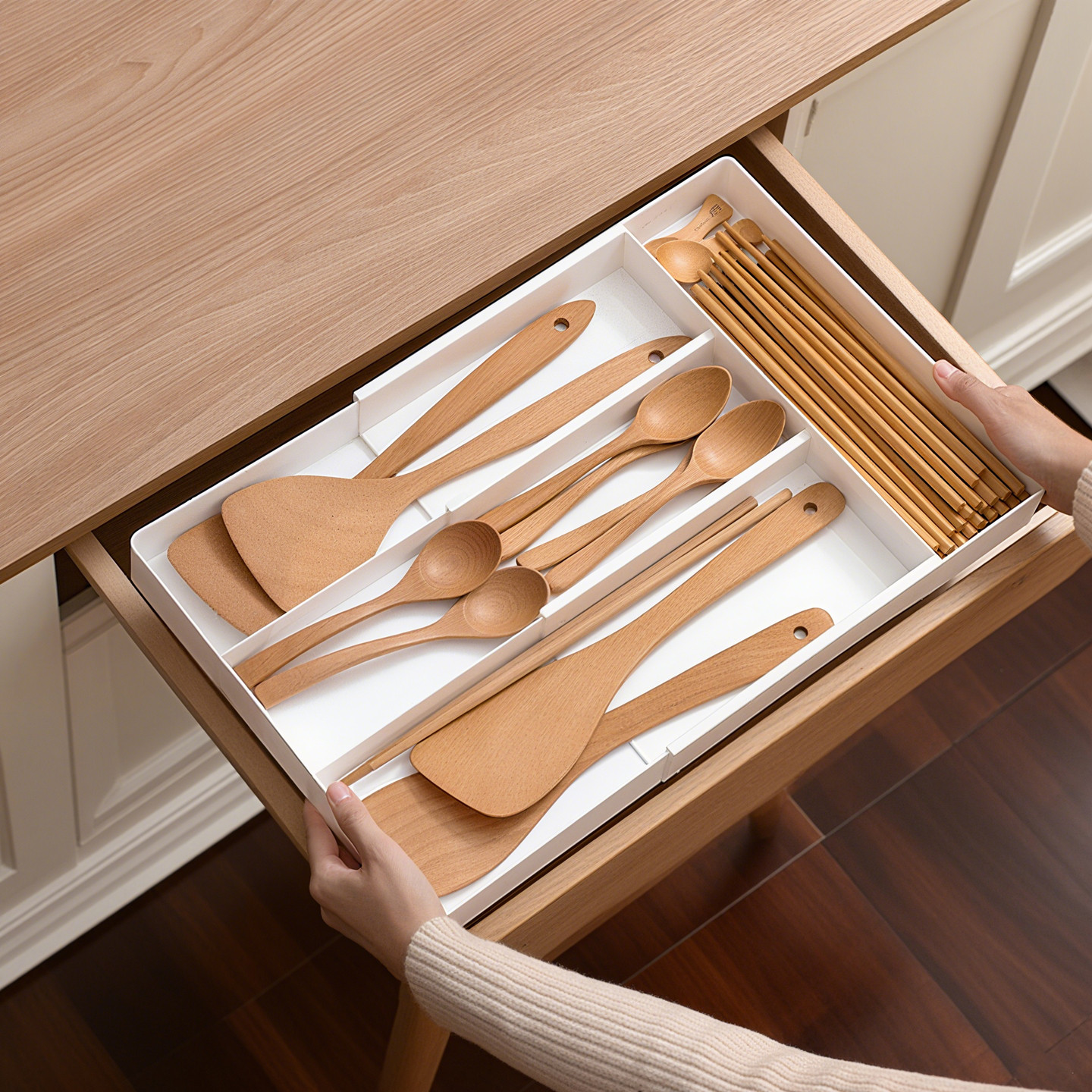 日式直角抽屉收纳盒【可伸缩款】厨房刀叉筷餐具储物神器分类整理,餐饮具,餐具笼/架,淘宝优惠券,粉丝福利购,淘宝优惠卷