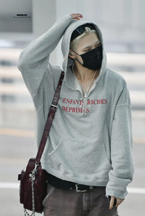 西村力ERD忧郁的富二代25ss花灰别针破坏标语boxy水洗做旧帽衫