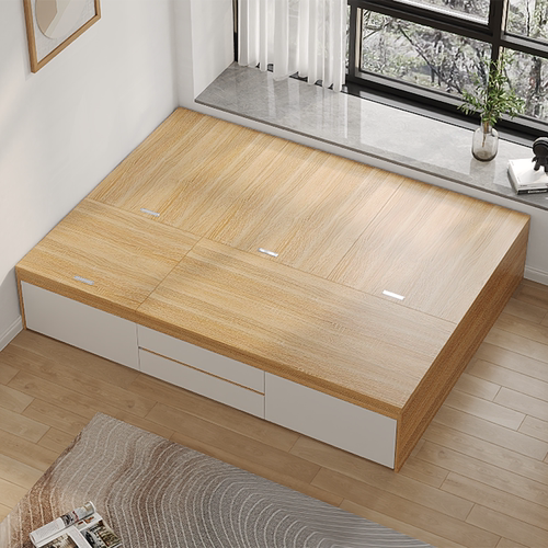 现代简约假抽屉设计板式床