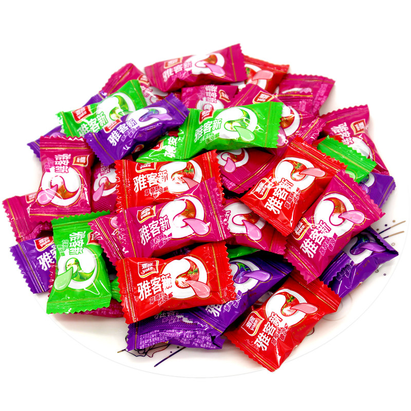 雅客糖果新q橡皮糖果汁软糖500g约85颗结婚庆喜糖果休闲零食包邮