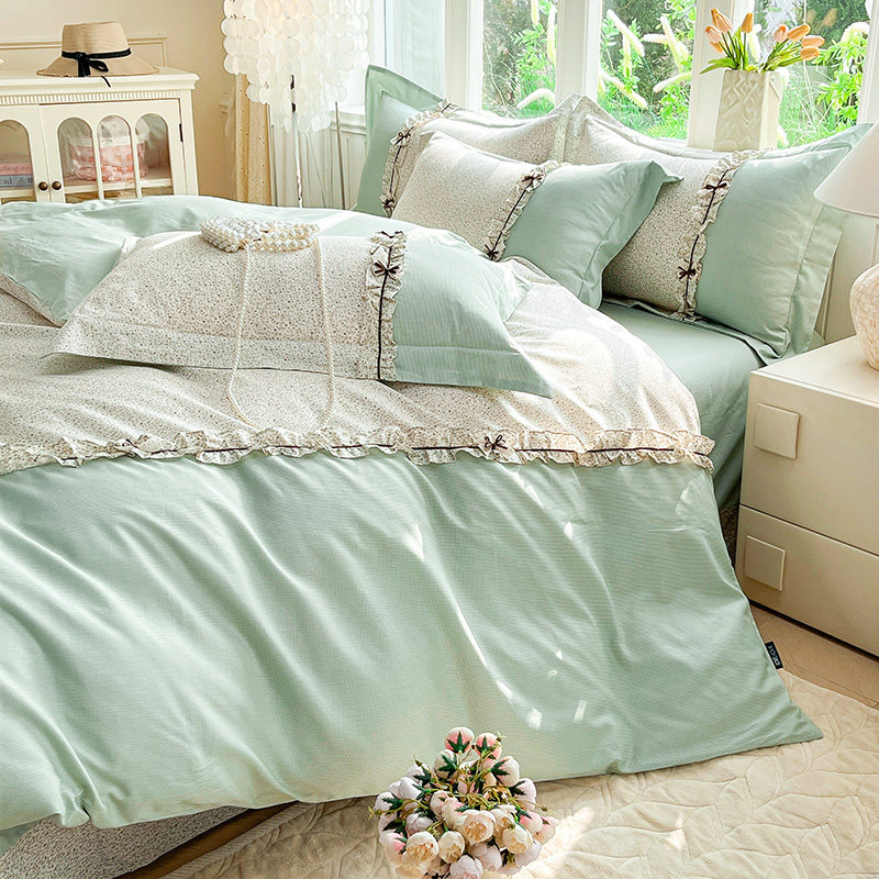 韩版纯棉田园小碎花拼接被套四件套2026年新款全棉床单床上用品女