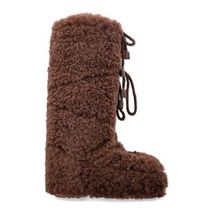 代购 BOOT女士雪地靴保暖防寒柔软舒适轻便深棕色高筒系带 MOON