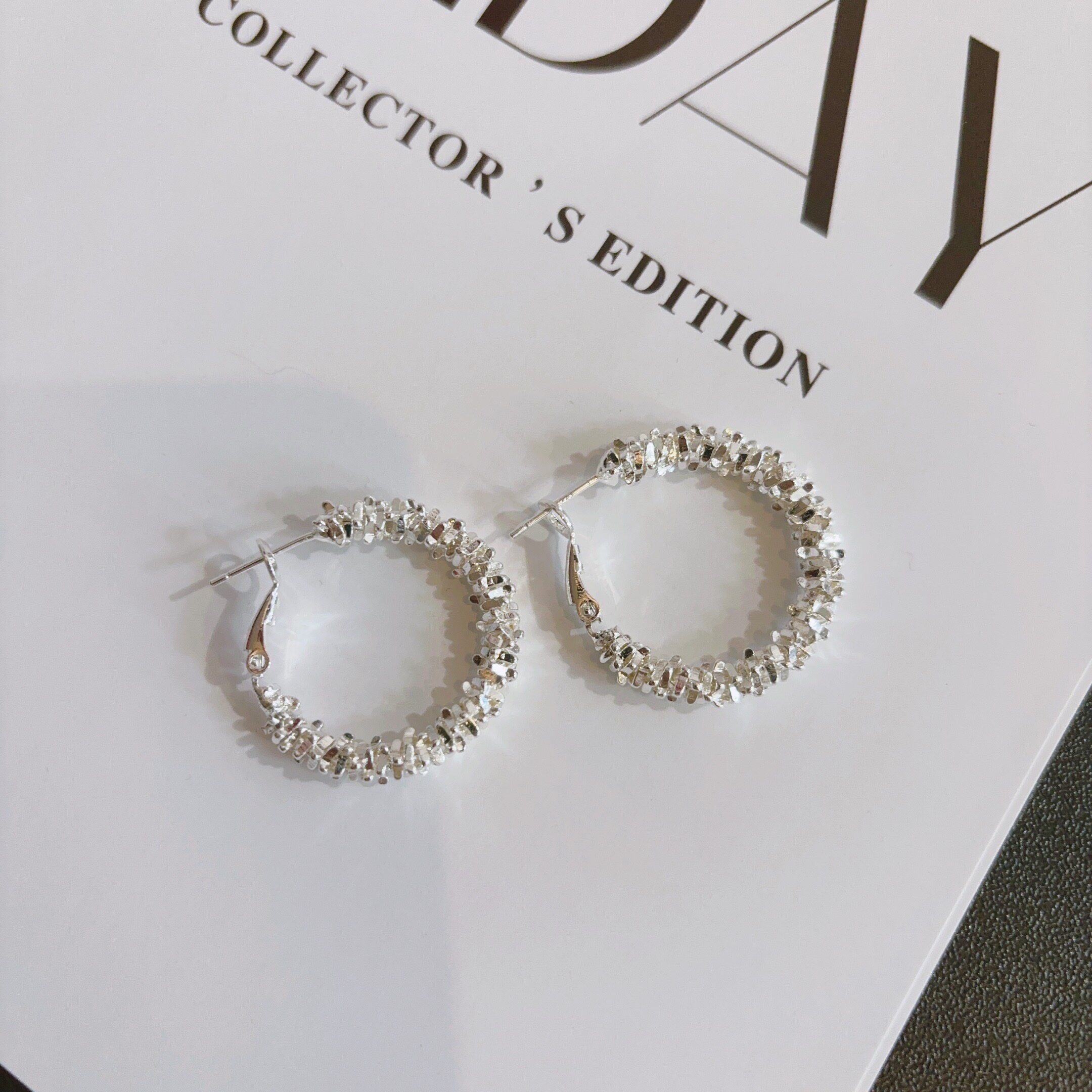 足银耳饰 豆豆DA 合金+银针复古几何简约百搭耳环-A20895782264