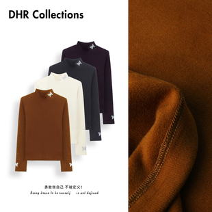 豆豆9【花蝴蝶】桑蚕丝冬季半高领长袖T恤百搭休闲打底衫-25DD132