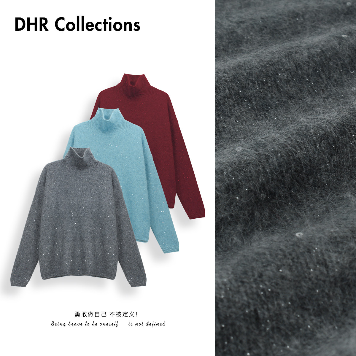 豆豆11【繁星点点】95%绵羊毛+5%羊绒韩版宽松针织毛衣-6980525DM