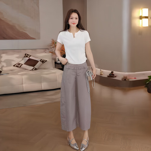 豆豆DF【出圈裤】莱赛尔天丝阔腿裤女夏季休闲裤气球裤-26XT310
