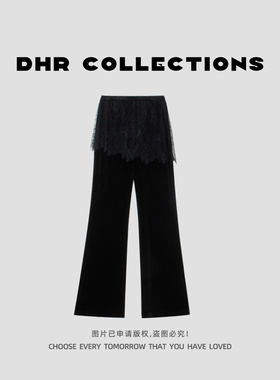 豆豆DA【蕾丝花边屁帘裤】早春假两件丝绒微喇裤显瘦长裤612325DK