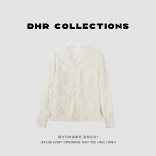 豆豆DA【蕾丝打底衫】重工绣花有内衬设计感百搭长袖T恤-25DD295