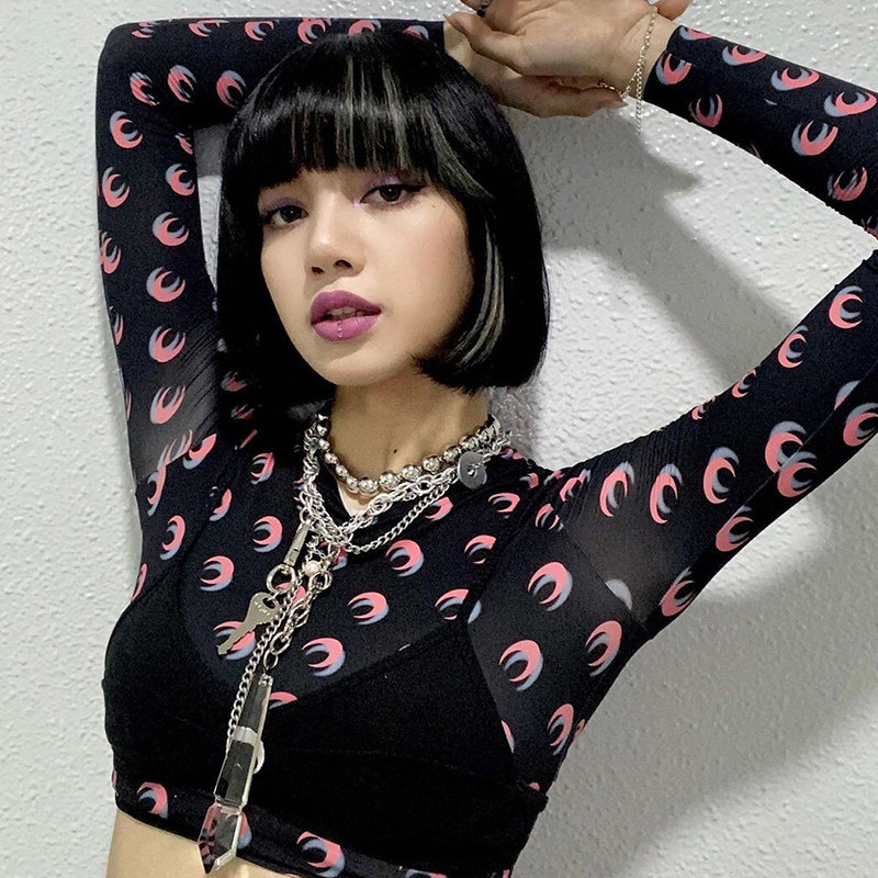 blackpink月亮打底衫Lisa同款衣服防晒衣女冰丝上衣女内搭长袖t恤
