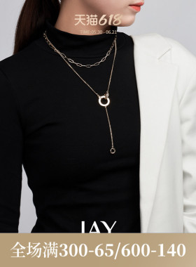 JAY罗马双环毛衣链春夏百搭吊坠