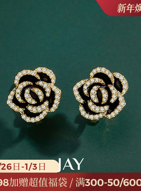JAY高级感耳夹女无耳洞耳环夹耳式耳骨夹女法式山茶花耳饰气质