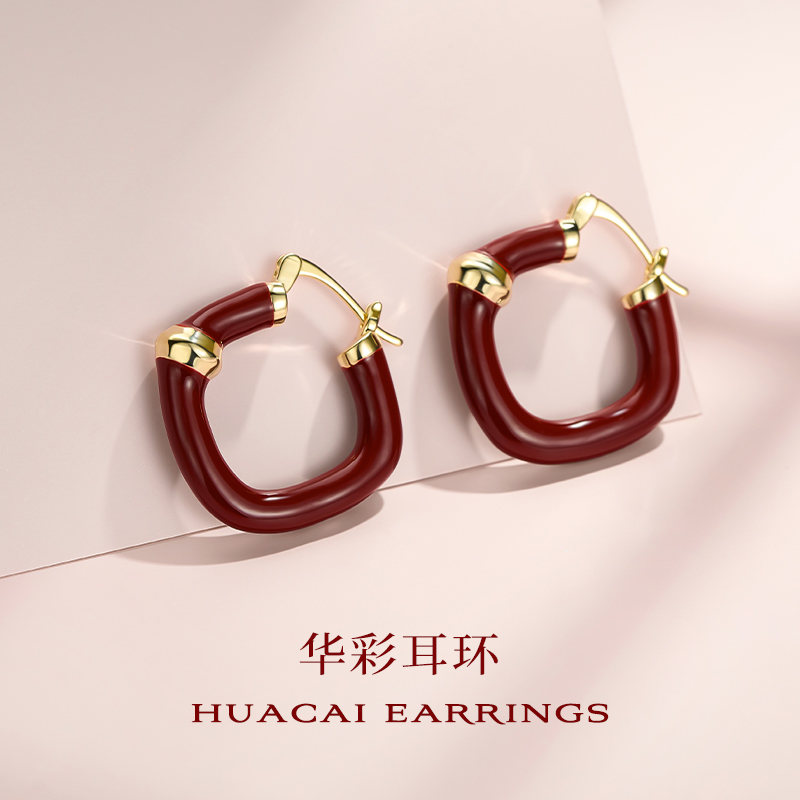 JAY复古港风红色耳环女