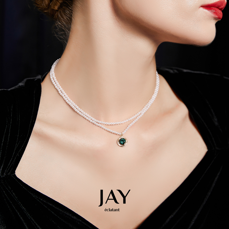 JAY双层珍珠项链吊坠女