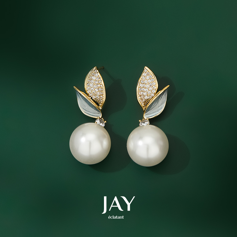 JAY【直播专享】蓝白耳环轻奢耳钉耳饰女耳夹耳坠妈妈礼物