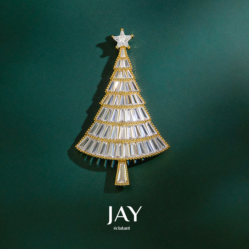 JAY许愿星圣诞树胸针高档女奢华胸花衣服别针毛衣配饰圣诞节礼物