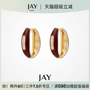 耳饰生日礼物 JAY港风复古红色耳环高级感轻奢过年耳钉女2025新款