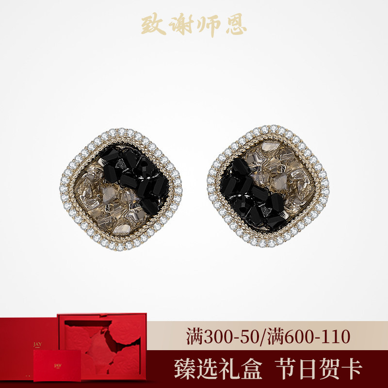 JAY复古黑色耳钉冷淡风耳环耳饰图片
