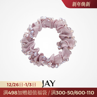 JAY优雅紫欧根纱发圈韩系丸子头发饰高级感头圈发绳女2025新款