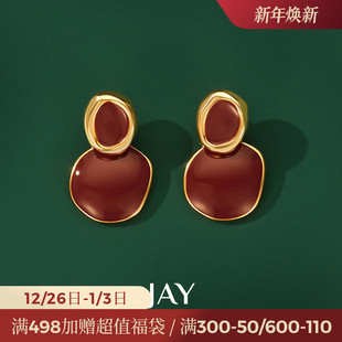 JAY港风复古耳环秋冬高级感气质耳钉美拉德耳饰女耳坠生日礼物