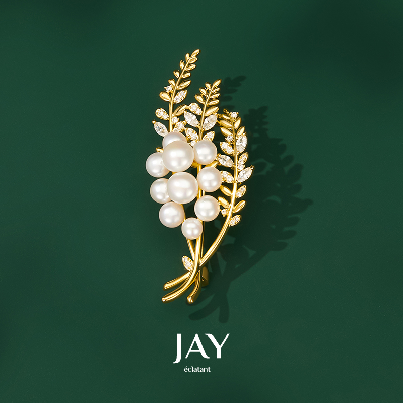 JAY麦穗珍珠胸针女奢华别针