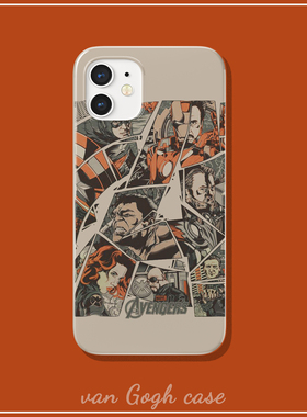 漫画漫威复仇者联盟钢铁侠手机壳适用于iPhone14promax三星s21华为p50小米13防摔三星s22菲林苹果15mate50