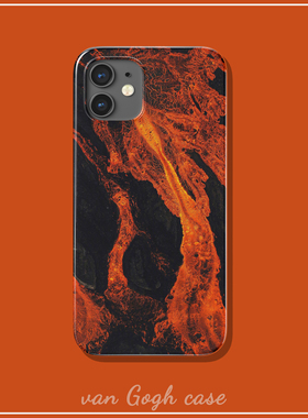 艺术橘色火焰手机壳适用于iPhone14promax全包华为mate60三星s23苹果13荣耀200防摔nova12/p60红米note13t/xr