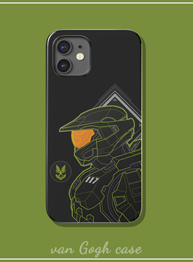 简约士官长光环HALO游戏手机壳适用于iPhone15promax全包苹果13三星s23菲林小米14防摔iqoo12华为mate60/p50