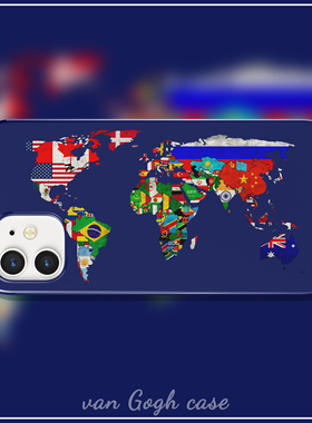 创意个性世界地图手机壳适用于iPhone14promax华为nova8苹果13小米12畅享20plus硬壳vivox80三星s10+/iqoo10