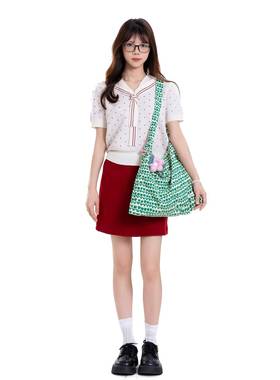 橙色女孩张若楠同款对角春夏单肩绿色帆布包韩式轻便旅行懒