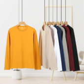 T恤男女圆领宽松休闲定制文化衫 纯棉落肩团队服装 来图定制长袖