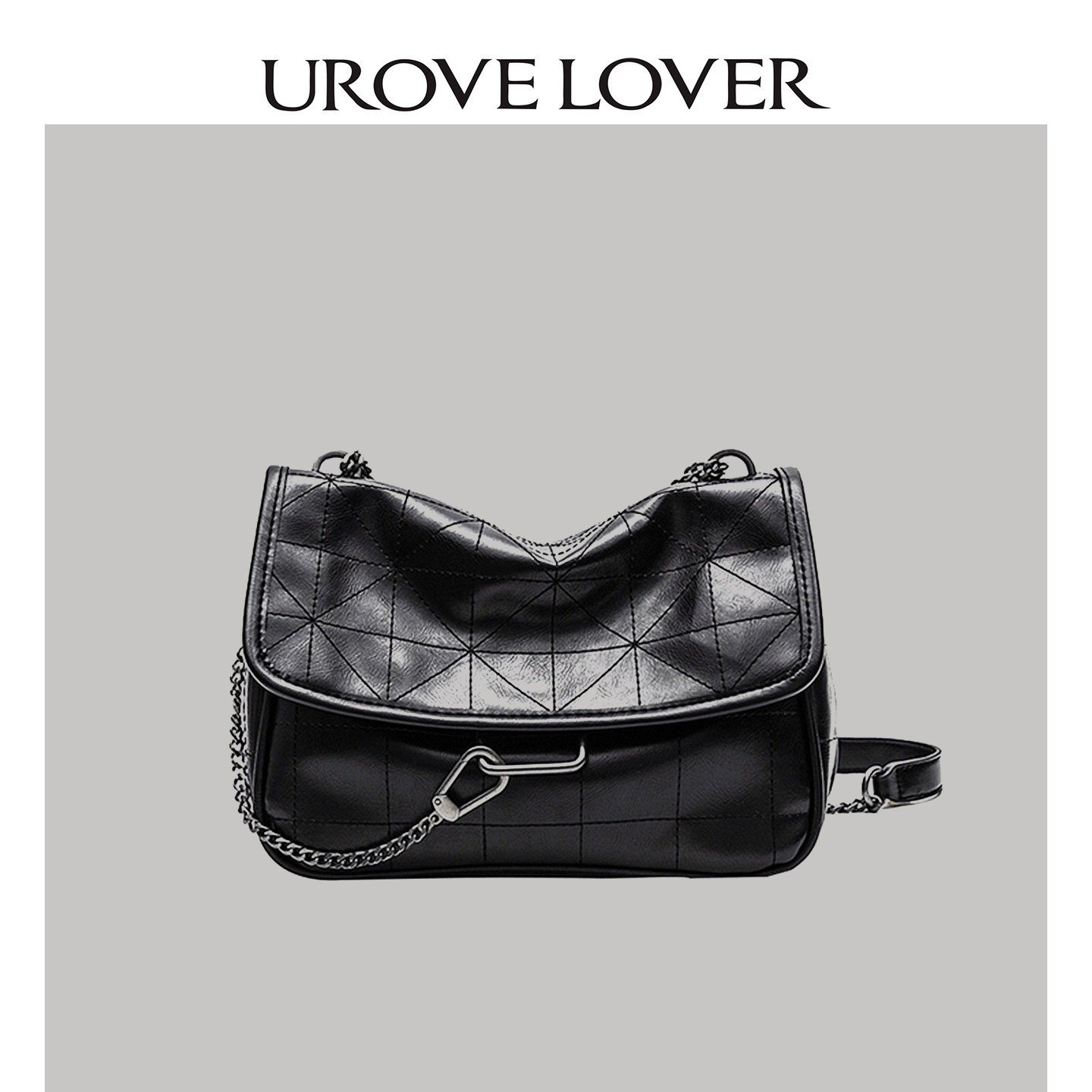 UR通勤邮差包包女款2026新款菱格链条流浪包休闲百搭大容量腋下包
