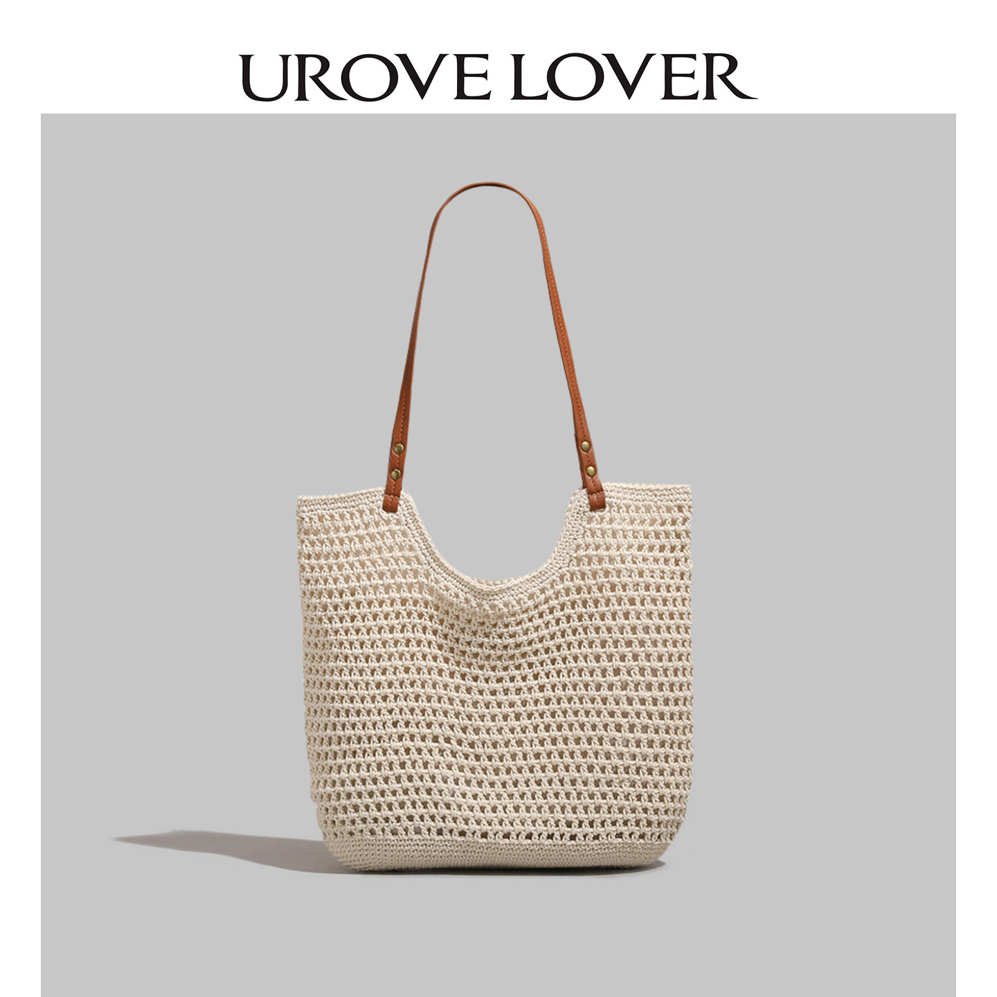 UR海边休闲沙滩包包女款2026新款夏季大容量腋下包通勤编织托特包